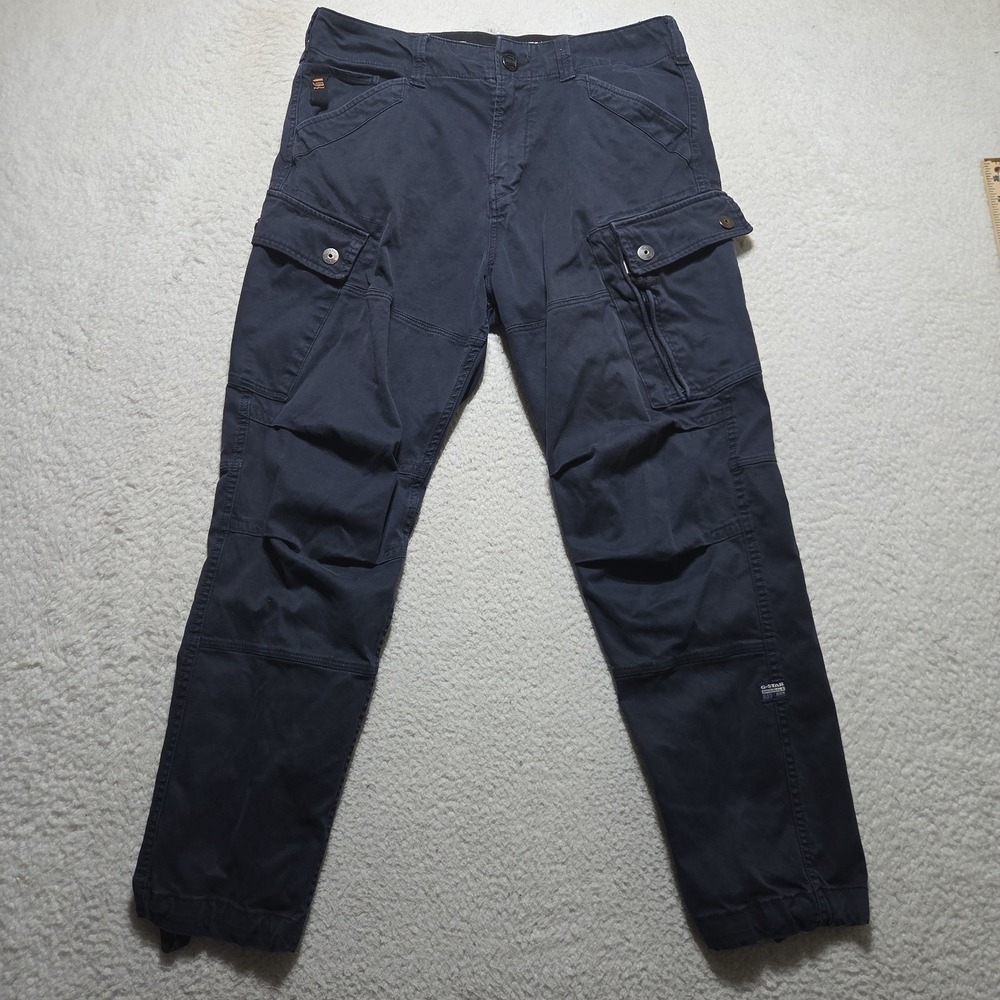 G-Star Raw Roxic Cargo Pants Mens Tab Size 32x27 Navy Zip Tapered